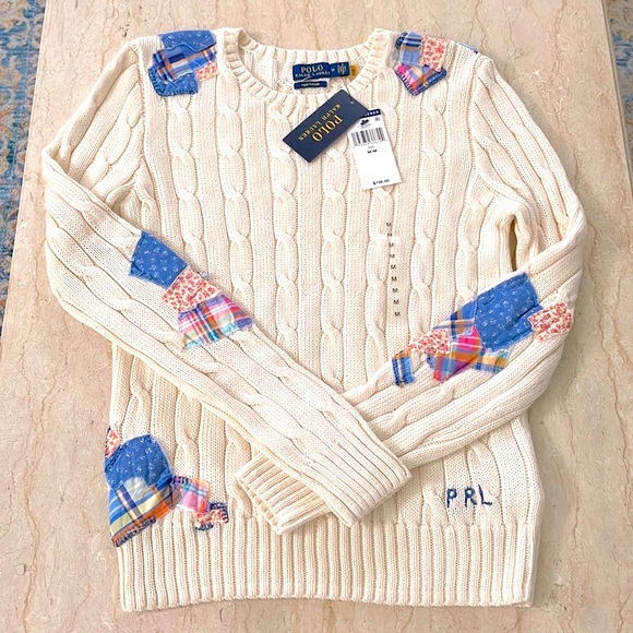 Polo Ralph Lauren Sweaters - NWT Polo Ralph Lauren Patchwork Cable Knit Pima Cotton Sweater.